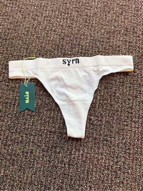 Women's White Thong Panty - Ribbed Cotton Blend